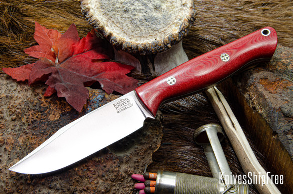 Bark River Knives: Gunny Sidekick - CPM MagnaCut - Red Linen Micarta - White Liners - Mosaic Pins