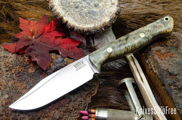 Bark River Knives: Gunny Sidekick - CPM MagnaCut - California Buckeye Burl - White Liners - Brass Pins