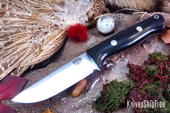 Bark River Knives: Bravo 1 LT - CPM 3V - Black Canvas Micarta - Rampless