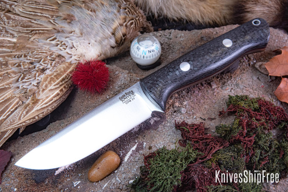 Bark River Knives: Bravo 1 LT - CPM 3V - Black Carbon Fiber - Red Liners - Rampless