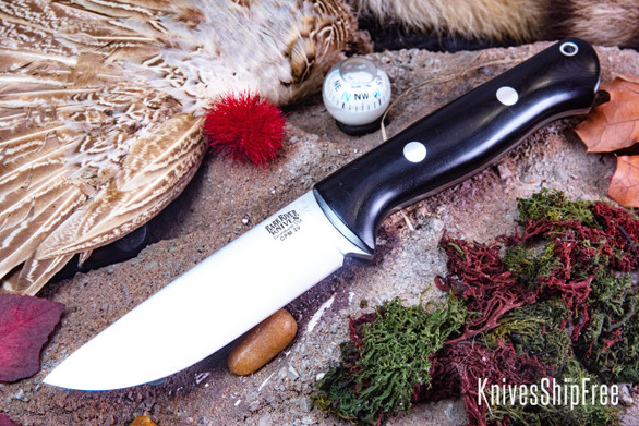 Bark River Knives: Bravo 1 LT - CPM 3V - Black Linen Micarta - Rampless