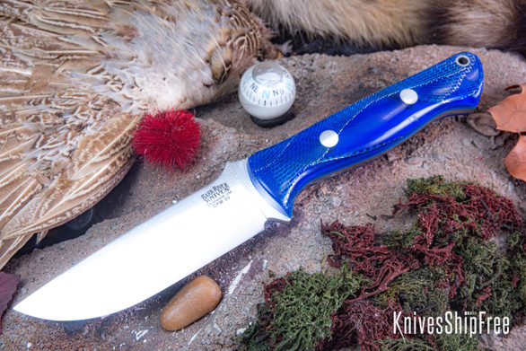 Bark River Knives: Bravo 1 LT - CPM 3V - Blue Cyclone Mesh - Blue Liners