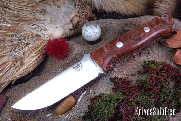 Bark River Knives: Bravo 1 LT - CPM 3V - Brick Red Maple Burl