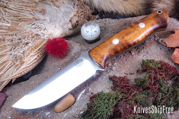 Bark River Knives: Bravo 1 LT - CPM 3V - Dark Curly Maple - Black Liners #2