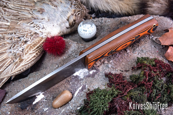 Bark River Knives: Bravo 1 LT - CPM 3V - Orange & Black Suretouch - Matte - Black Liner - Rampless