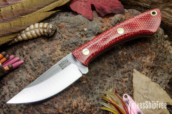 Bark River Knives: Iron River MagnaCut - Firedog Canvas Micarta - Black Liners - Brass Pins