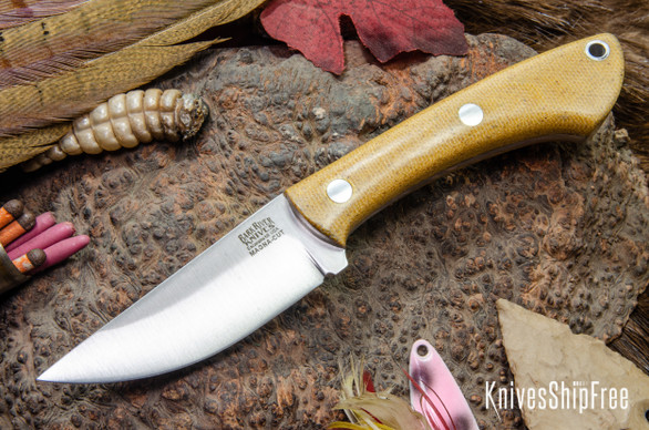 Bark River Knives: Iron River MagnaCut - Natural Canvas Micarta