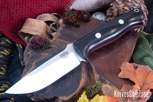 Bark River Knives: Bravo 1 - CPM 3V - Black Canvas Micarta - Red Liners