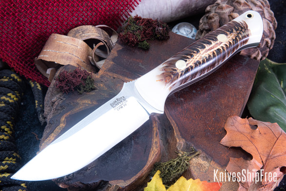 Bark River Knives: Bravo 1 - CPM 3V - Glow Pinecone - White Liners - Brass Pins