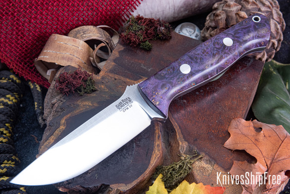Bark River Knives: Bravo 1 - CPM 3V - Purple Maple Burl - White Liner