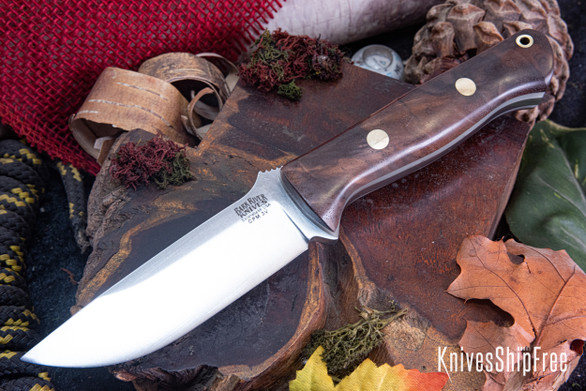 Bark River Knives: Bravo 1 - CPM 3V - Walnut Burl - Glow Liner - Brass Pins