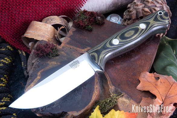 Bark River Knives: Bravo 1 - CPM 3V - Rampless - Black & Green Linen Micarta