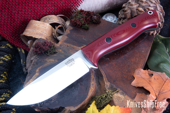 Bark River Knives: Bravo 1 - CPM 3V - Rampless - Red G-10 - Black Liners & Pins