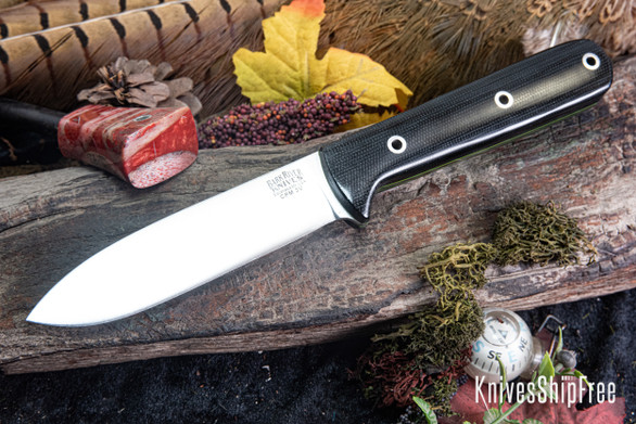 Bark River Knives: Kephart 4 - CPM 3V - Black Canvas Micarta - Toxic Green Liners - Hollow Pins