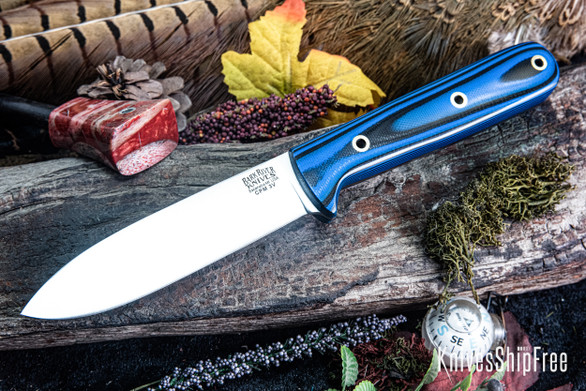 Bark River Knives: Kephart 4 - CPM 3V - Blue & Black G-10 - Hollow Brass Pins