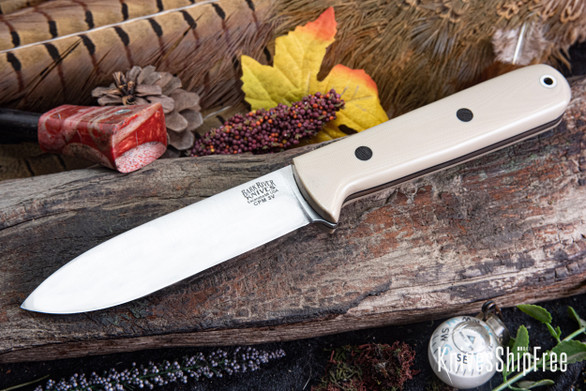 Bark River Knives: Kephart 4 - CPM 3V - Desert Tan G-10 - Black Liners & Pins