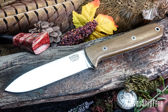 Bark River Knives: Kephart 4 - CPM 3V - Green Canvas Micarta - White Liners - Mosaic Pins