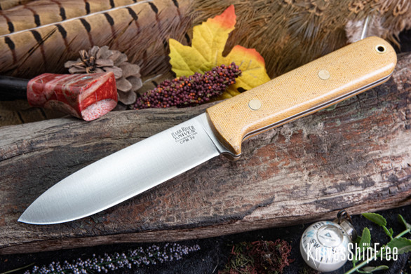 Bark River Knives: Kephart 4 - CPM 3V - Natural Canvas Micarta - White Liners - Brass Pins