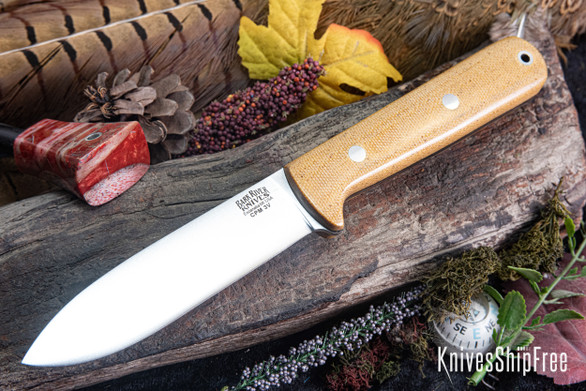 Bark River Knives: Kephart 4 - CPM 3V - Natural Canvas Micarta - Black Liners