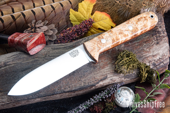 Bark River Knives: Kephart 4 - CPM 3V - Natural Maple Burl - Orange Liners