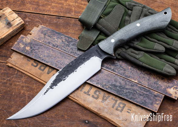 Lon Humphrey Knives: Gunfighter Bowie - Forged 52100 - Storm Maple - Black Liners - LH04MI042