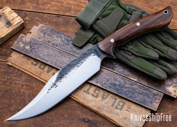 Lon Humphrey Knives: Gunfighter Bowie - Forged 52100 - Desert Ironwood - Yellow Liners - LH04MI211