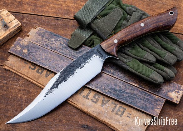 Lon Humphrey Knives: Gunfighter Bowie - Forged 52100 - Desert Ironwood - Yellow Liners - LH04MI216