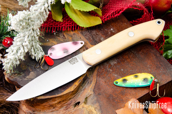 Bark River Knives: Bird & Trout - CPM 154 - Antique Bone Linen Micarta - Black Liners