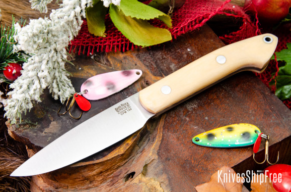 Bark River Knives: Bird & Trout - CPM 154 - Antique Bone Linen Micarta - Natural Liners