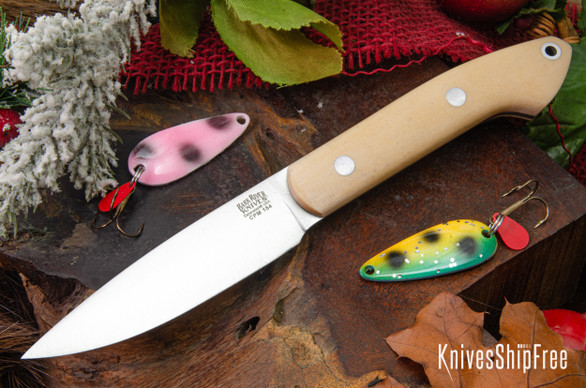 Bark River Knives: Bird & Trout - CPM 154 - Antique Bone Linen Micarta