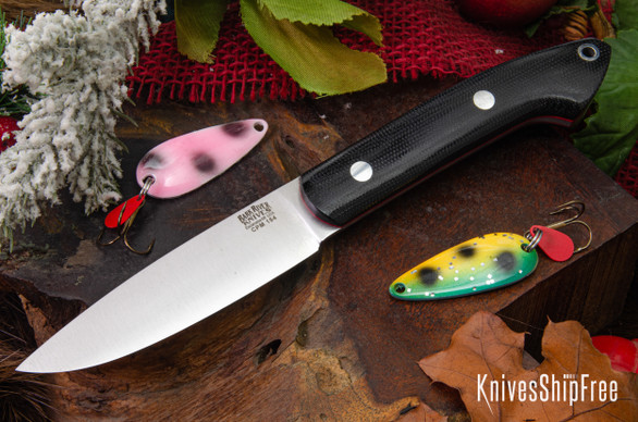 Bark River Knives: Bird & Trout - CPM 154 - Black Canvas Micarta - Red Liners