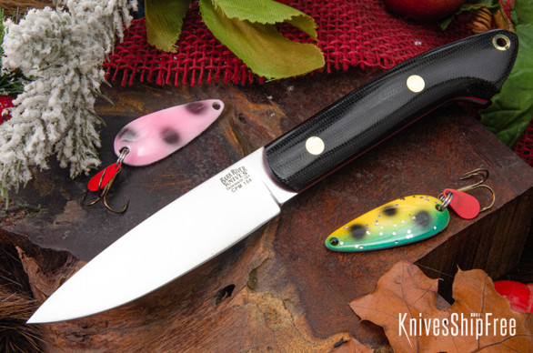 Bark River Knives: Bird & Trout - CPM 154 - Black Canvas Micarta - Red Liners - Brass Pins