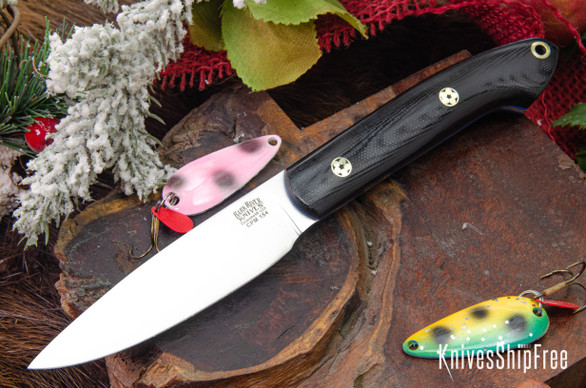 Bark River Knives: Bird & Trout - CPM 154 - Black G-10 - Blue Liners - Mosiac