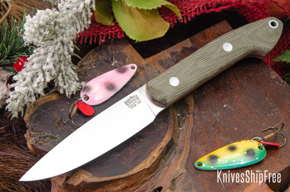 Bark River Knives: Bird & Trout - CPM 154 - Green Canvas Micarta - Orange Liners - Matte