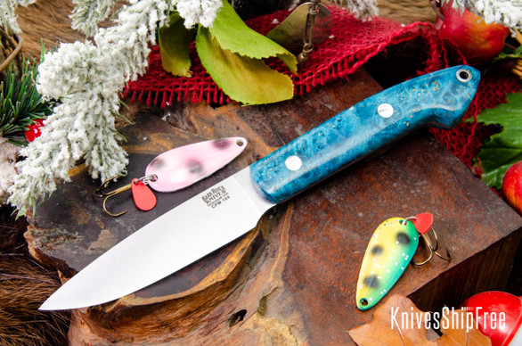 Bark River Knives: Bird & Trout - CPM 154 - Teal Maple Burl #1
