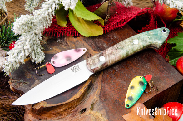 Bark River Knives: Bird & Trout - CPM 154 - Green & Rose Maple Burl