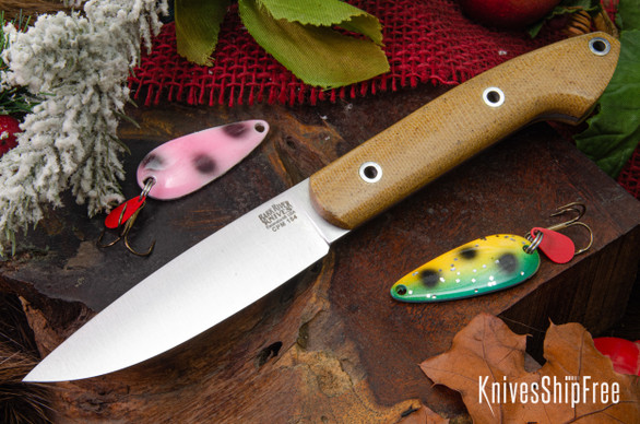 Bark River Knives: Bird & Trout - CPM 154 - Natural Canvas Micarta - Hollow Pins