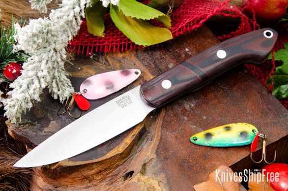 Bark River Knives: Bird & Trout - CPM 154 - Red & Black Suretouch - Matte - Black Spacer