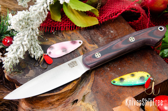 Bark River Knives: Bird & Trout - CPM 154 - Red & Black Suretouch - Matte - Mosaic Pins