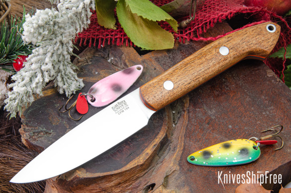 Bark River Knives: Bird & Trout - CPM 154 - Mesquite Burl - Orange Liners