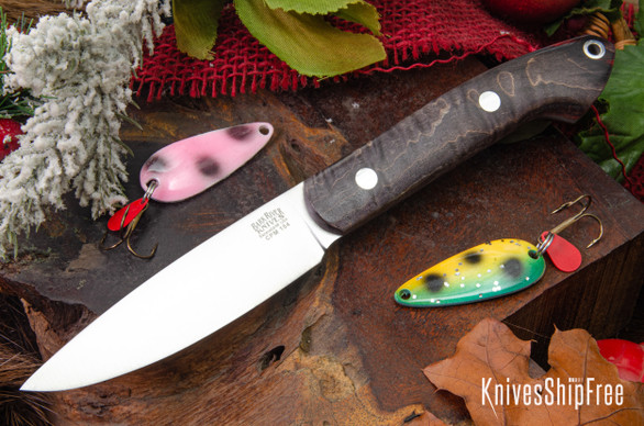 Bark River Knives: Bird & Trout - CPM 154 - Gray & Red Tigertail Maple Burl