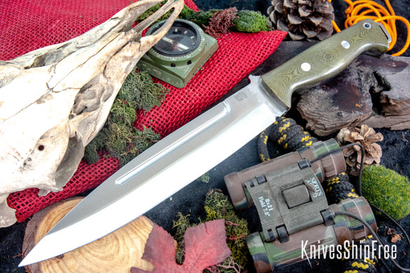 Bark River Knives: Pig Sticker - CPM-154 - Green Linen Micarta