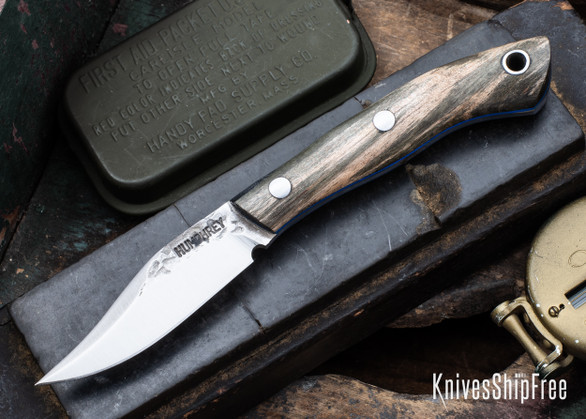 Lon Humphrey Knives: Mudbone Muskrat - Forged AEB-L - Storm Maple - Blue Liners - LH22AJ035