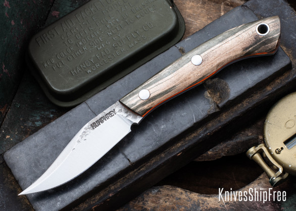 Lon Humphrey Knives: Mudbone Muskrat - Forged AEB-L - Storm Maple - Orange Liners - LH22AJ038