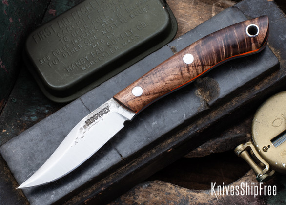 Lon Humphrey Knives: Mudbone Muskrat - Forged AEB-L - Tasmanian Blackwood - Orange Liners - LH22AJ057