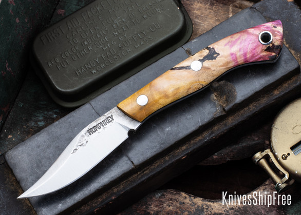 Lon Humphrey Knives: Mudbone Muskrat - Forged AEB-L - Box Elder Burl - Black Liners - LH22AJ073