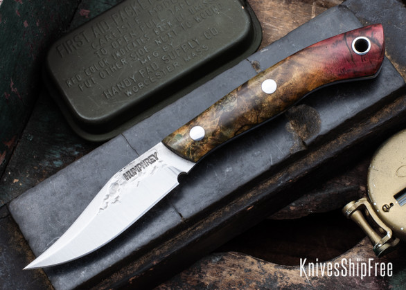 Lon Humphrey Knives: Mudbone Muskrat - Forged AEB-L - Box Elder Burl - Black Liners - LH22AJ080