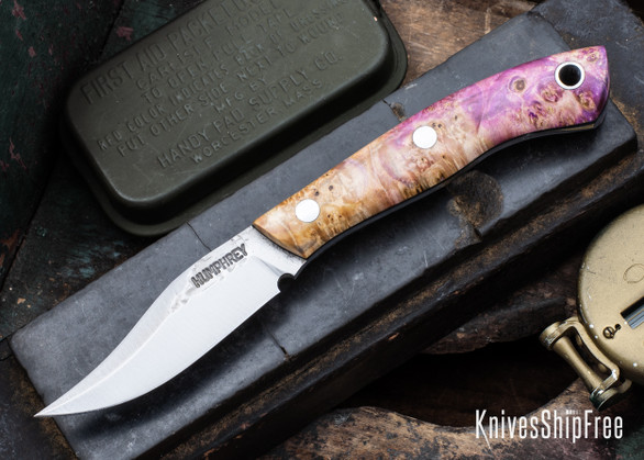 Lon Humphrey Knives: Mudbone Muskrat - Forged AEB-L - Box Elder Burl - Black Liners - LH22AJ082