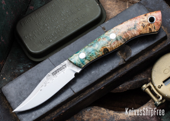 Lon Humphrey Knives: Mudbone Muskrat - Forged AEB-L - Box Elder Burl - Black Liners - LH22AJ084