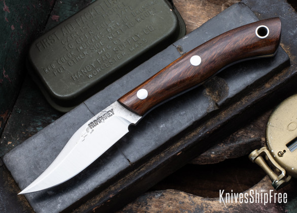 Lon Humphrey Knives: Mudbone Muskrat - Forged AEB-L - Desert Ironwood - Black Liners - LH22AJ151